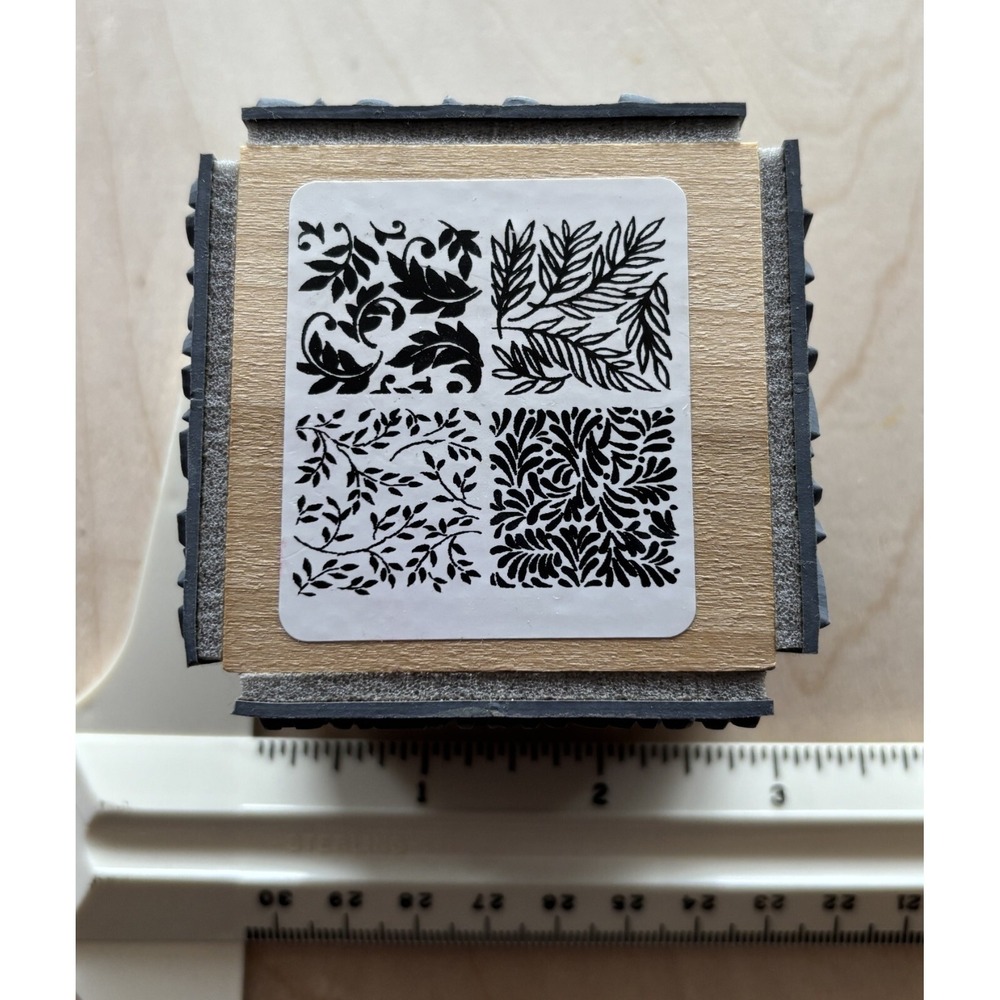 Vtg Stampendous Foliate Quad Cube Stamp Unused Foliage Leaves Ivy Wood Rubber